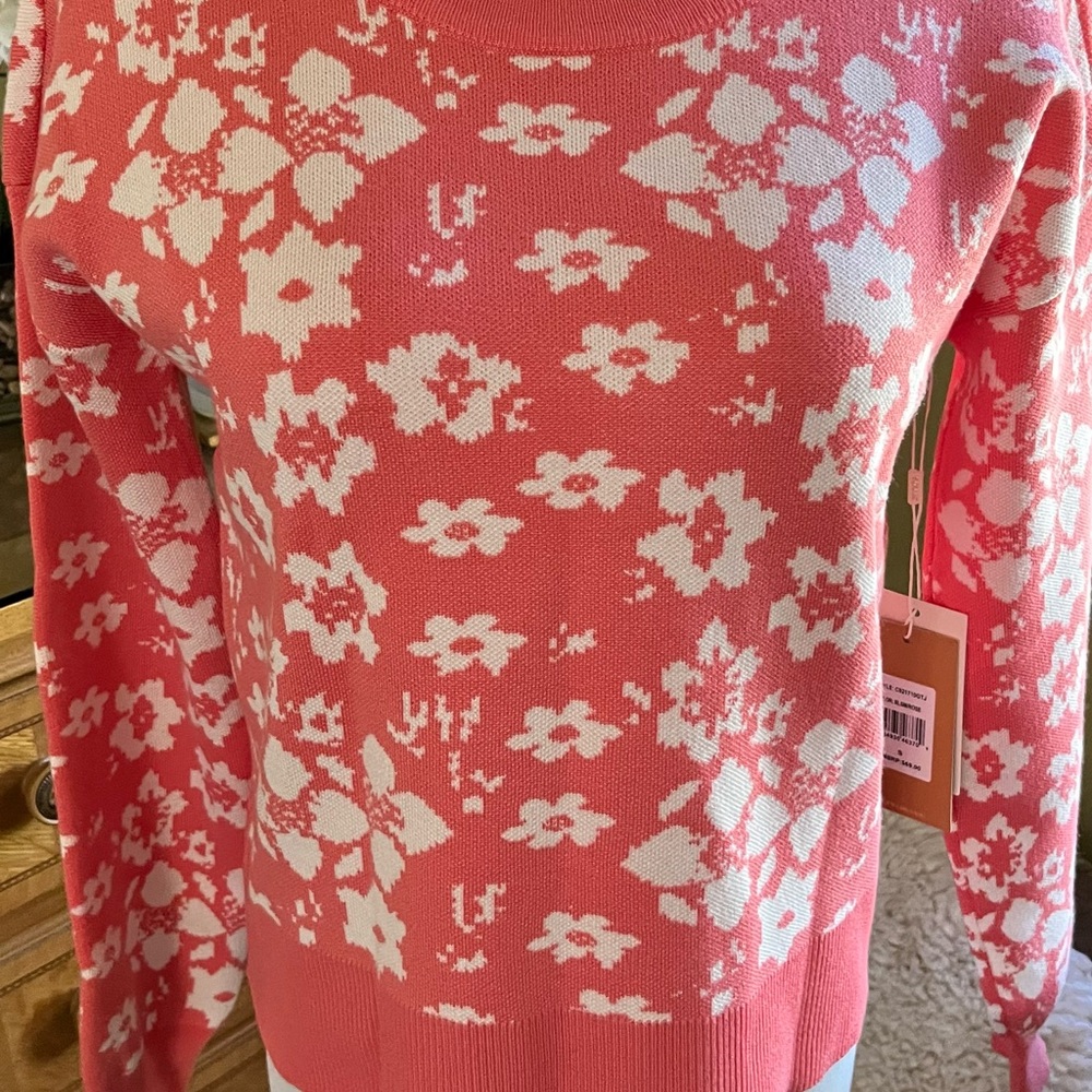 Cyrus Coral and White Floral Sweater